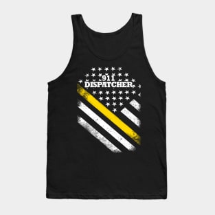 911 Dispatcher Thin Gold Line American Flag Tank Top